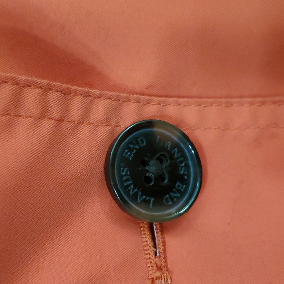 LAND'S END Women's Long Sleeves Buttons Trench Raincoat in Orange, Size Small - Picture 6 of 10
